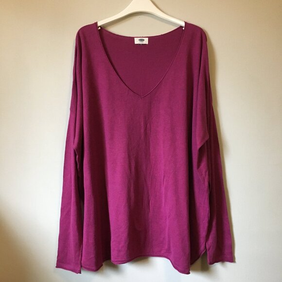 Fandango Pink Loose and Soft V-neck Pullover Sweater - Picture 1 of 10
